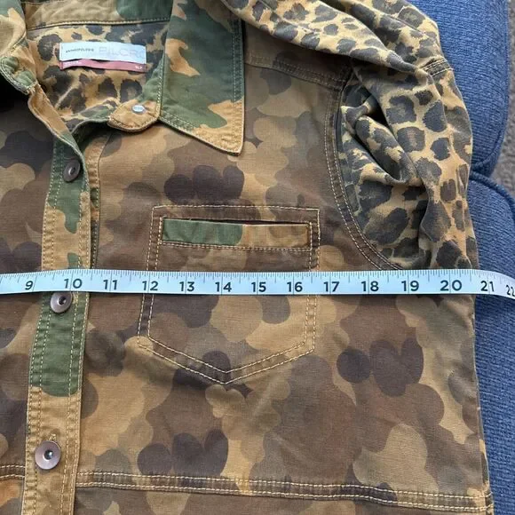 Anthropologie Pilcro Camo Leopard Jacket Sz XLP Utility Shacket Streetwear Style - Picture 13 of 15